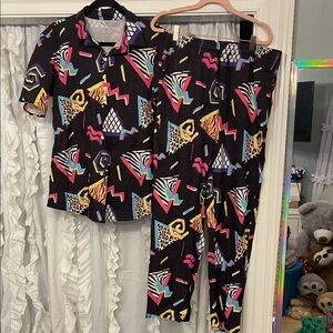 Colorful Geometric 80s 90s outfit, retro vintage, fun, neon, medium